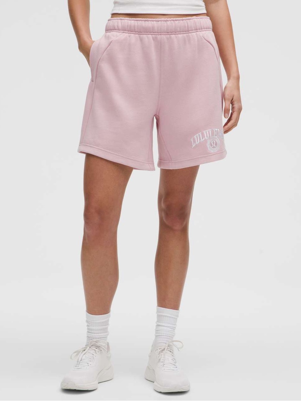 Lululemon Pink Oversized Scuba MR Shorts 7” Graphic Size Small